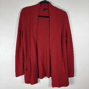 Talbots Women's Medium Petite Lambswool Blend Open Front Long Sleeve Cardigan